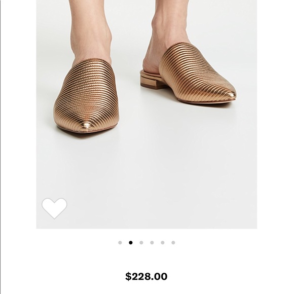 Rachel Zoe Pointed Toe Gold Flats Mules - Picture 4 of 5